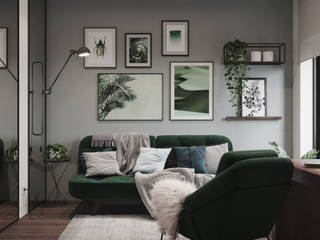 Кабинет с живыми растениями, Make My Flat Interiors Make My Flat Interiors Scandinavian style study/office