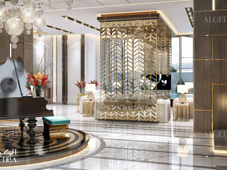 Luxury modern family villa in Dubai, Algedra Interior Design Algedra Interior Design Modern corridor, hallway & stairs