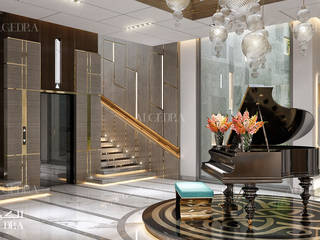 Luxury modern family villa in Dubai, Algedra Interior Design Algedra Interior Design Modern corridor, hallway & stairs