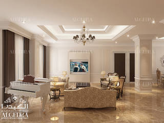 Modern villa with classic touch in Sharjah, Algedra Interior Design Algedra Interior Design モダンデザインの リビング