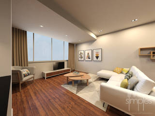Cascais | Remodelação de T1, Linhas Simples Linhas Simples Salas de estar modernas