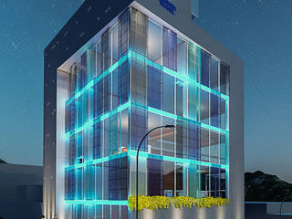 Oficinas y CEO VLT, FRANCO CACERES / Arquitectos & Asociados FRANCO CACERES / Arquitectos & Asociados Modern study/office Glass Blue