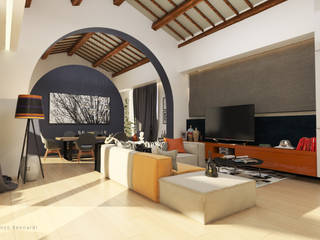 Casa a Montespertoli: La soluzione di schermatura della finestra , Studio Bennardi - Architettura & Design Studio Bennardi - Architettura & Design Modern living room