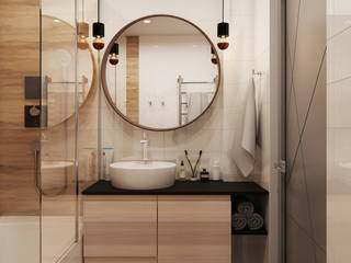 Simple modern appartment with grey kitchen, ANDO ANDO Salle de bain moderne