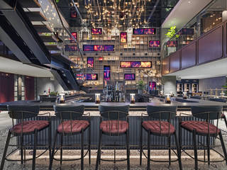 PUBLIC AREA -THE LIVELY HAKATA FUKUOKA- , 株式会社DESIGN STUDIO CROW 株式会社DESIGN STUDIO CROW Commercial spaces Copper/Bronze/Brass Amber/Gold