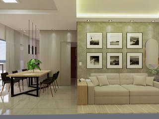 Apartamento 50 m², Traço B Arquitetura Traço B Arquitetura Modern living room MDF