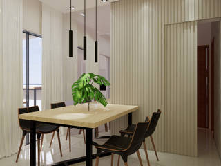 Apartamento 50 m², Traço B Arquitetura Traço B Arquitetura Modern dining room MDF