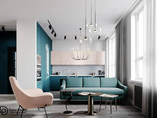 Проект "Пятьдесят оттенков бирюзы", DARIA PIKOVA DESIGN COMPANY DARIA PIKOVA DESIGN COMPANY Living room