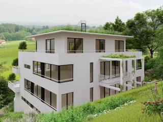 Nachhaltiges Terrassenhaus am Berg, Peter Stasek Architects - Corporate Architecture Peter Stasek Architects - Corporate Architecture Multi-Family house Concrete Grey