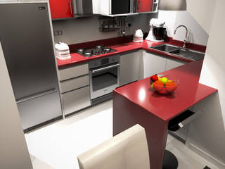 Diseño interior de apartamento unifamiliar, Rbritointeriorismo Rbritointeriorismo Small kitchens