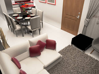 Diseño interior de apartamento unifamiliar, Rbritointeriorismo Rbritointeriorismo Modern Living Room