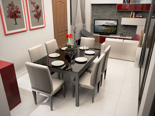Diseño interior de apartamento unifamiliar, Rbritointeriorismo Rbritointeriorismo Comedores de estilo moderno