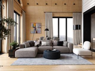 Загородный дом Загорянский​​​​​​​, Hills Design Hills Design Salas de estar minimalistas