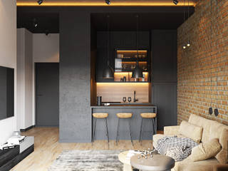 UI053, YOUSUPOVA YOUSUPOVA Industrial style living room