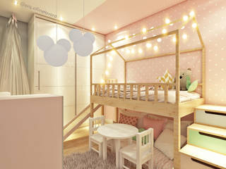 Quarto Menina - Mickey e Minnie, Alline Távora Arquitetura Alline Távora Arquitetura Modern Çocuk Odası