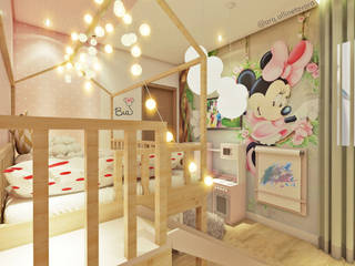 Quarto Menina - Mickey e Minnie, Alline Távora Arquitetura Alline Távora Arquitetura Modern Çocuk Odası