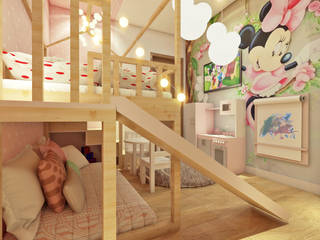 Quarto Menina - Mickey e Minnie, Alline Távora Arquitetura Alline Távora Arquitetura Modern Çocuk Odası