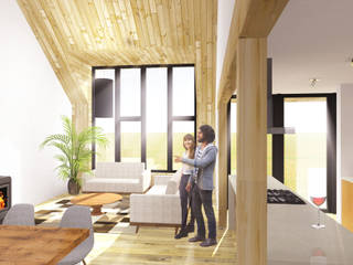 Casa Z|C, DCA estudio DCA estudio Scandinavian style living room Wood Wood effect