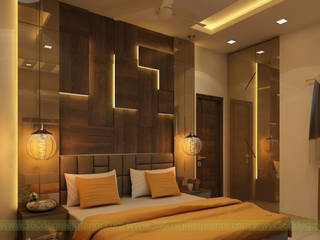 DUPLEX VILLA INTERIORS , 360 Degree Interior 360 Degree Interior 小臥室 木頭 Wood effect