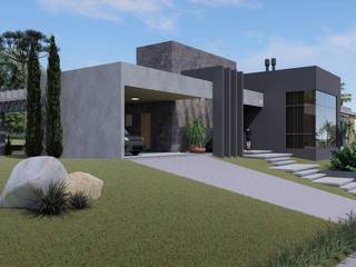 Residência T&T, PONTO Arquidesign PONTO Arquidesign Casas familiares Concreto