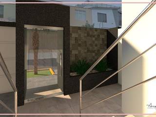 DISEÑO FACHADA - LOBBY ✨, Arisu Cavero - Arquitectura de Interiores Arisu Cavero - Arquitectura de Interiores Balcone, Veranda & Terrazza in stile moderno