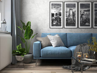 Rendering foto-realistico divano, Simone Piccioni Simone Piccioni Salones de estilo moderno