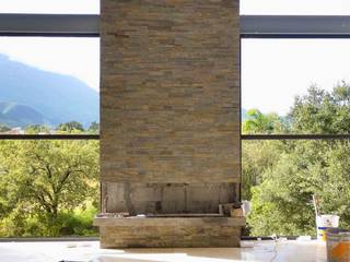 DETALLE CHIMENEA, Espacio Arquitectura Espacio Arquitectura Living room Stone