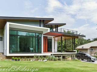 บ้านพักอาศัยชั้นเดียว มีดาดฟ้า อ.มวกเหล็ก คุณวรวิทย์, fewdavid3d-design fewdavid3d-design