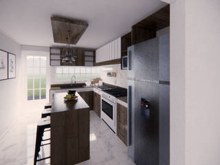 COCINA R.RIOS, WIGO ARQUITECTURA WIGO ARQUITECTURA Small kitchens Дерево Дерев'яні