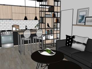 DEPTO. VILLA URQUIZA, NB INTERIORES NB INTERIORES Industrial style living room Wood Black
