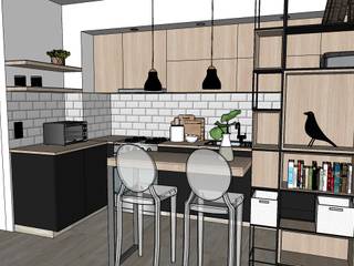 DEPTO. VILLA URQUIZA, NB INTERIORES NB INTERIORES Built-in kitchens Wood Black