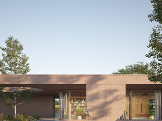 211 — Casa con un ampio portico e vista sul parco, MIDE architetti MIDE architetti Moderner Flur, Diele & Treppenhaus Glas