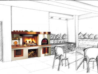 IDEE PER CUCINARE ALL’APERTO: FORNO, CAMINETTO E CUCINA A LEGNA, Gruppo Piazzetta S.p.a. Gruppo Piazzetta S.p.a. Balcones y terrazas rústicos Metal