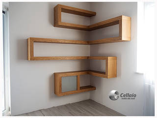 Cellaio - narożne półki z szafką, Cellaio Cellaio Minimalist living room Wood Wood effect