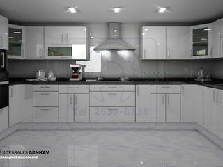 COCINA INTEGRAL MODELO ALTO BRILLO BLANCO, COCINAS INTEGRALES GENKAV COCINAS INTEGRALES GENKAV Built-in kitchens Quartz