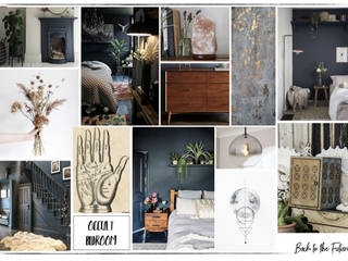 A moodboard for the bedroom project Back to the Future Interiors
