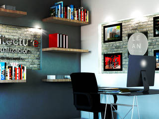 Propuesta para estudio en casa, BACE Arquitectos BACE Arquitectos Ruang Studi/Kantor Minimalis Batu Pasir Grey