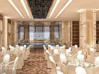 تصميم قاعة فندق فاخرة في سلطنة عمان, Algedra Interior Design Algedra Interior Design مساحات تجارية