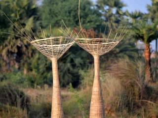 gift to kopai nature art instalation , mrittika, the sculpture mrittika, the sculpture Asian style garden Bamboo Yellow