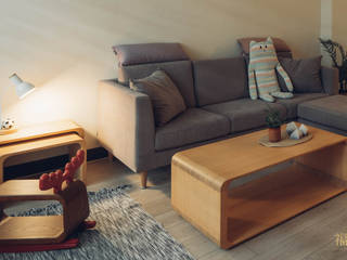 北港通豪, 小福砌空間設計 小福砌空間設計 Scandinavian style living room Solid Wood Multicolored
