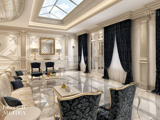 Luxury villa in Abu Dhabi neoclassic style, Algedra Interior Design Algedra Interior Design クラシックデザインの リビング