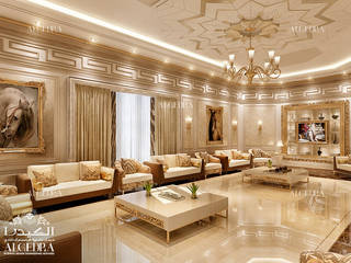 Luxury majlis design in Dubai, Algedra Interior Design Algedra Interior Design クラシックデザインの リビング