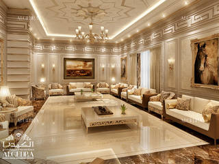 Luxury majlis design in Dubai, Algedra Interior Design Algedra Interior Design クラシックデザインの リビング