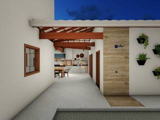 Projeto de interior - Varanda gourmet, Nayara Silva - Arquitetura e Interiores Nayara Silva - Arquitetura e Interiores Country style balcony, veranda & terrace