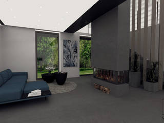 Projekt minimalistycznego domu w betonie, STUDIO 98 Marta Bredow STUDIO 98 Marta Bredow Living room