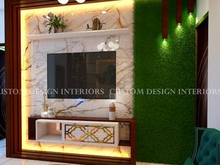 Living and Puja Unit Project- Mrs. Riya Ray's Luxurious Living with Puja Unit Interior | Patna | Custom Design Interiors Private Limited, CUSTOM DESIGN INTERIORS PVT. LTD. CUSTOM DESIGN INTERIORS PVT. LTD. Modern living room Metal