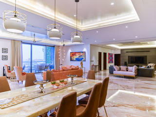 CROWN AURA KEJRIWAL RESIDENCE | BANGALORE, DUTTA KANNAN & PARTNERS DUTTA KANNAN & PARTNERS Modern dining room Marble