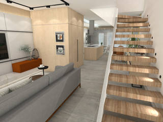 Projeto para Casa de Conteiner, ZOMA Arquitetura ZOMA Arquitetura Modern living room