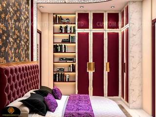Ms Priya’s Modern Luxury Maroon Red Bedroom | Alipur, Kolkata | CDI, CUSTOM DESIGN INTERIORS PVT. LTD. CUSTOM DESIGN INTERIORS PVT. LTD. Modern style bedroom Iron/Steel