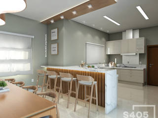 Cozinha em conceito aberto, STUDIO 405 - ARQUITETURA & INTERIORES STUDIO 405 - ARQUITETURA & INTERIORES キッチン収納
